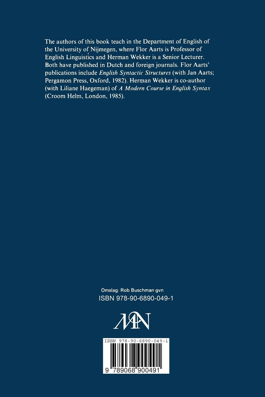 Rückseitencover A Contrastive Grammar of English and Dutch / Contrastieve grammatica Engels / Nederlands