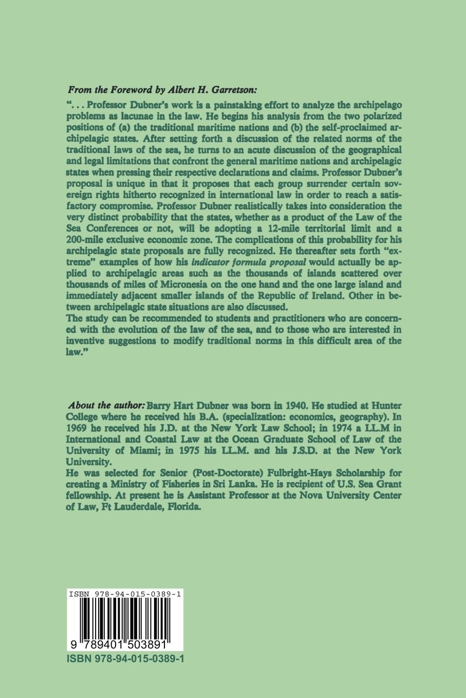 Rückseitencover The Law of Territorial Waters of Mid-Ocean Archipelagos and Archipelagic States