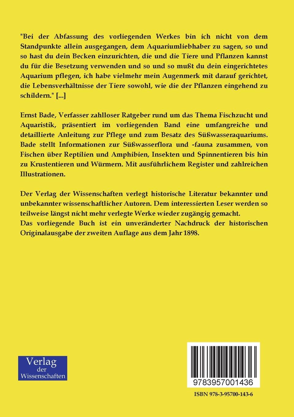 Rückseitencover Das Süßwasser-Aquarium