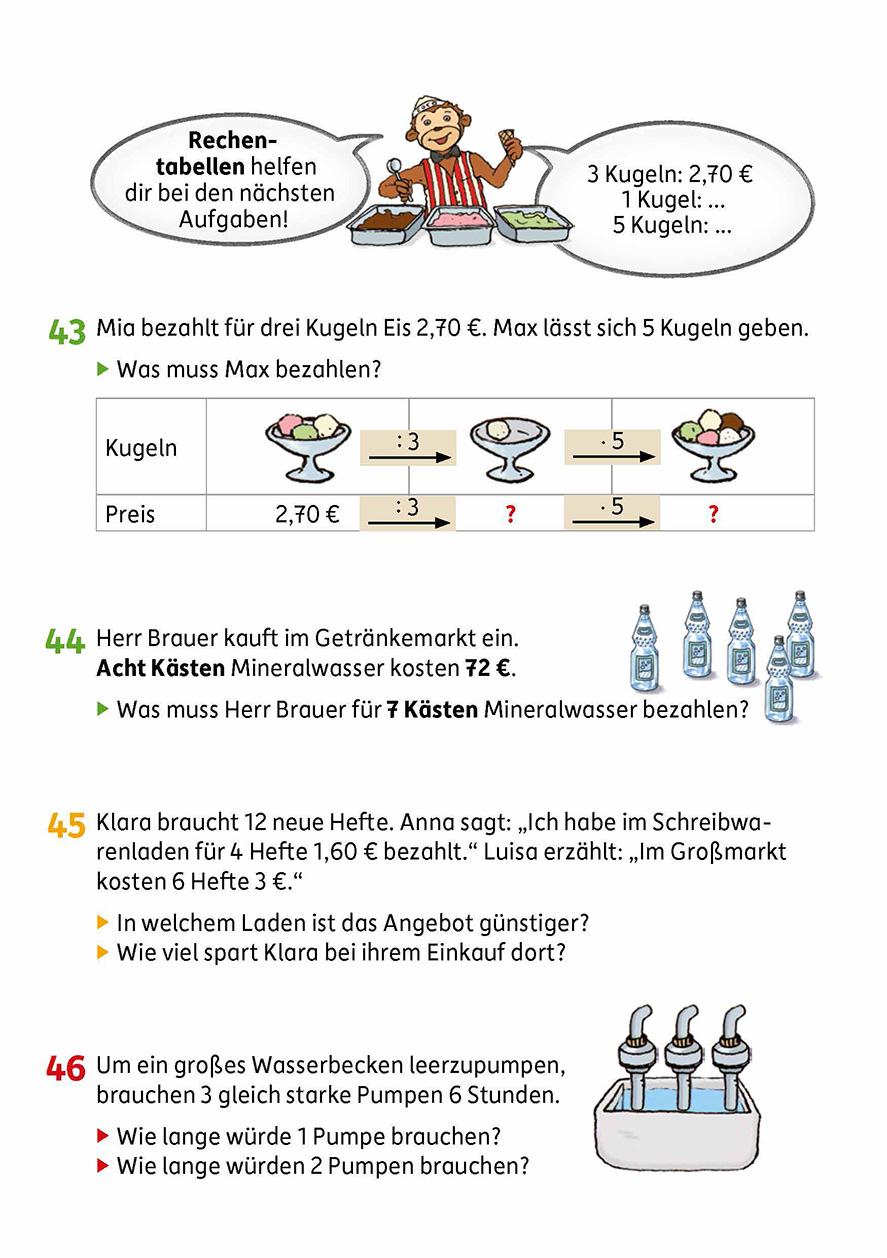 Beispielinhalt (Bild) Textaufgaben 4. Klasse