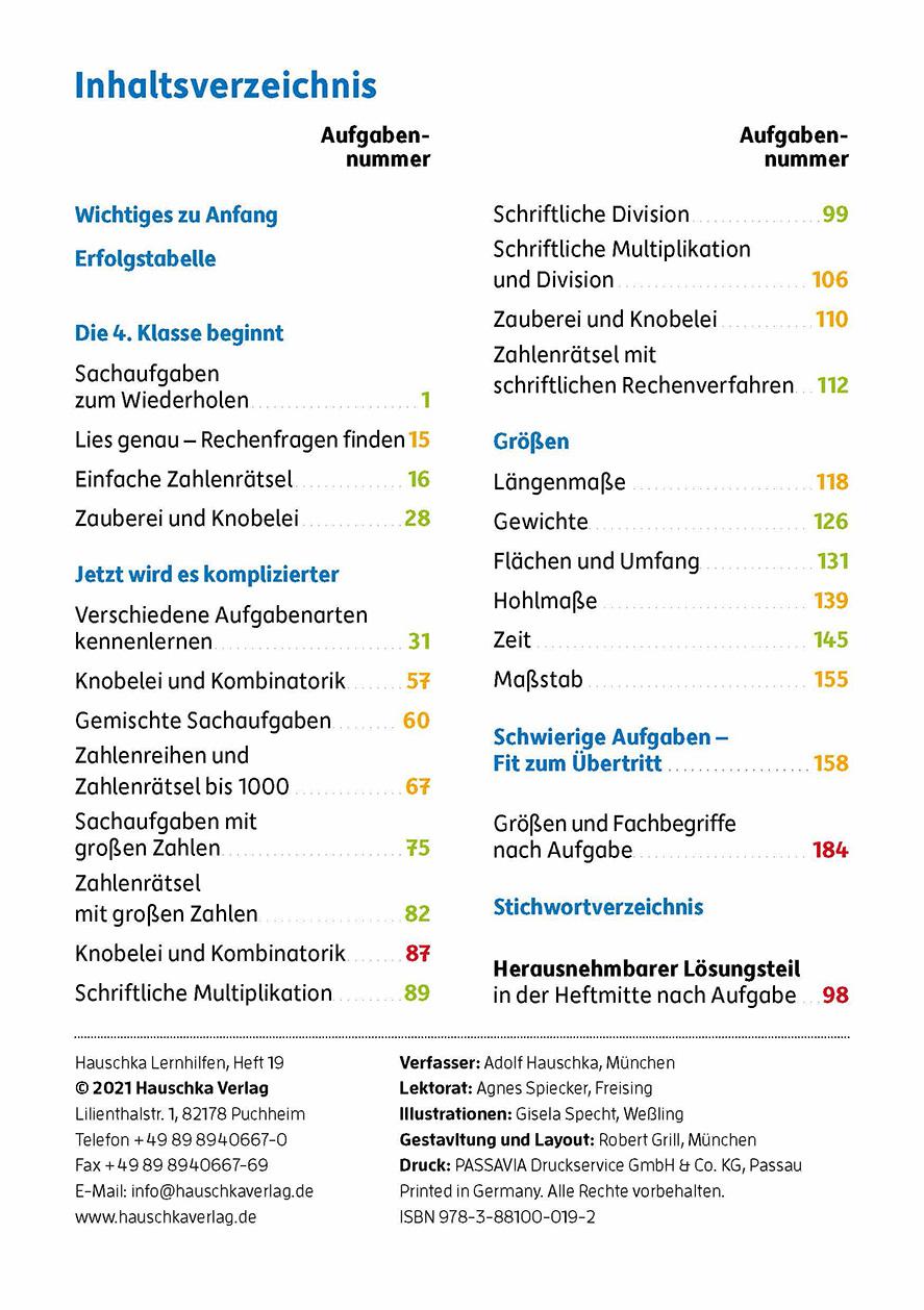 Beispielinhalt (Bild) Textaufgaben 4. Klasse