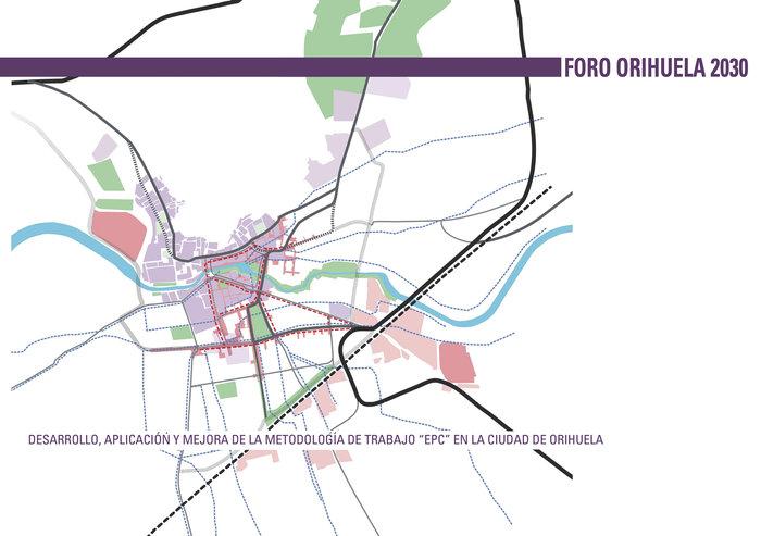 Vorderes Coverbild Foro Orihuela 2030 : desarrollo, aplicación y mejora de la metodología del trabajo 'EPC' en la ciudad de Orihuela