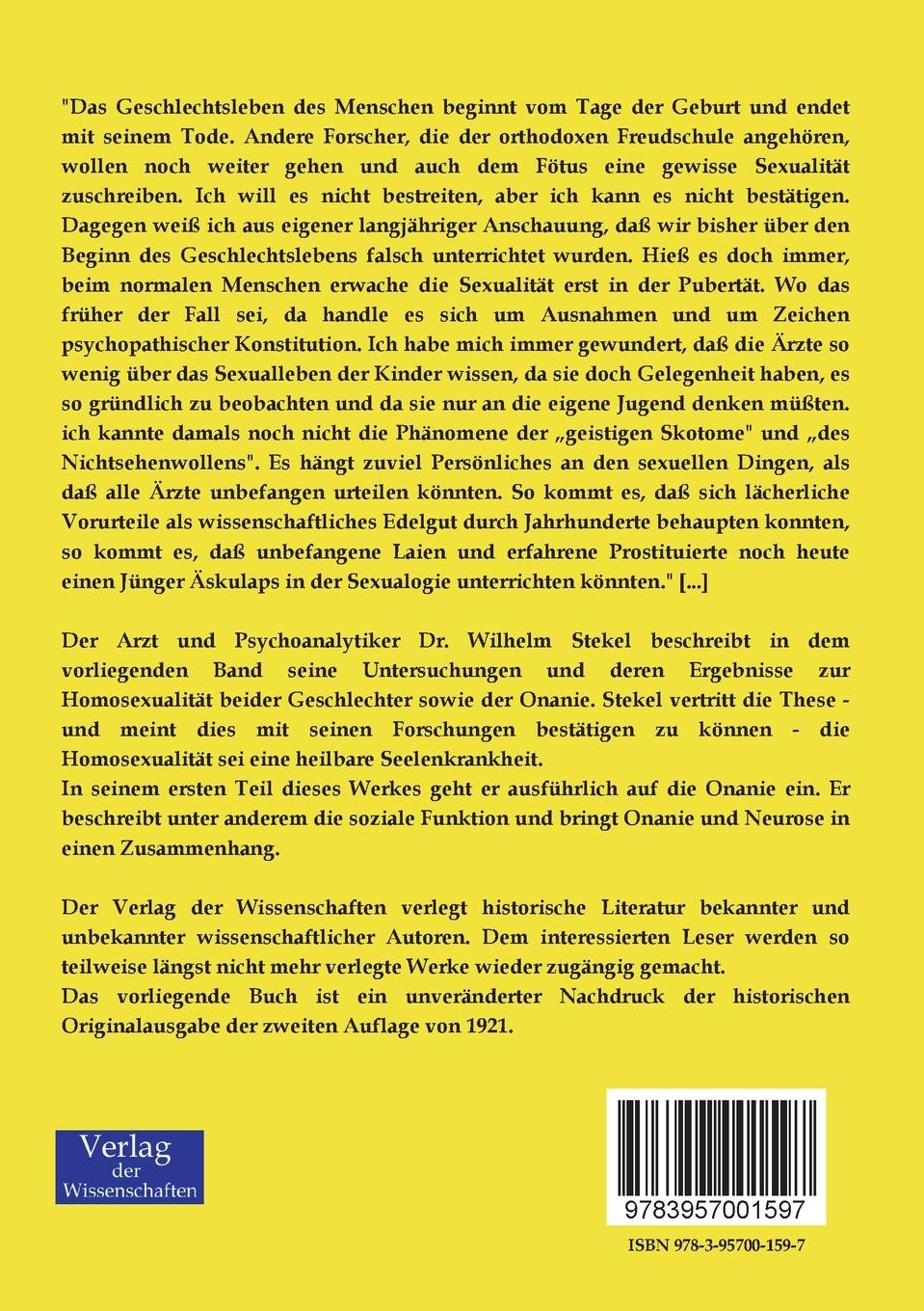 Rückseitencover Onanie und Homosexualität