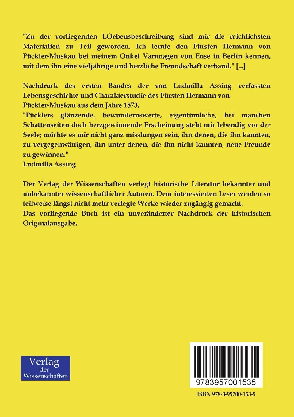 Rückseitencover Fürst Hermann von Pückler-Muskau - Eine Biografie