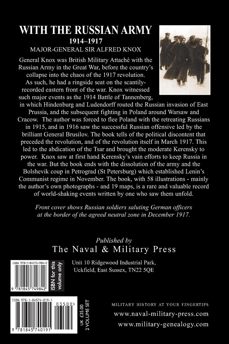 Rückseitencover With the Russian Army 1914-1917 Volume 1