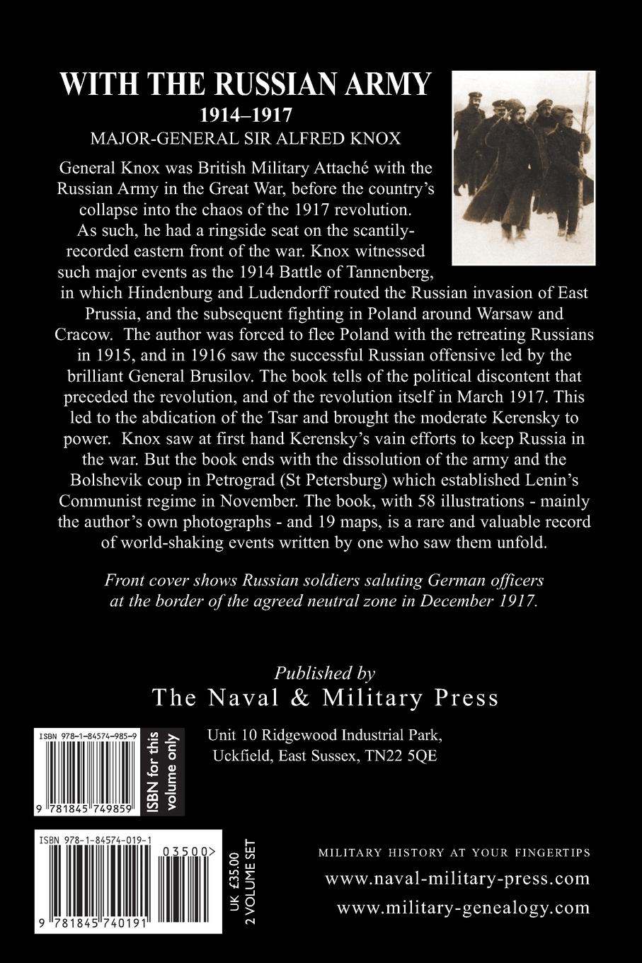 Rückseitencover With the Russian Army 1914-1917 Volume 2