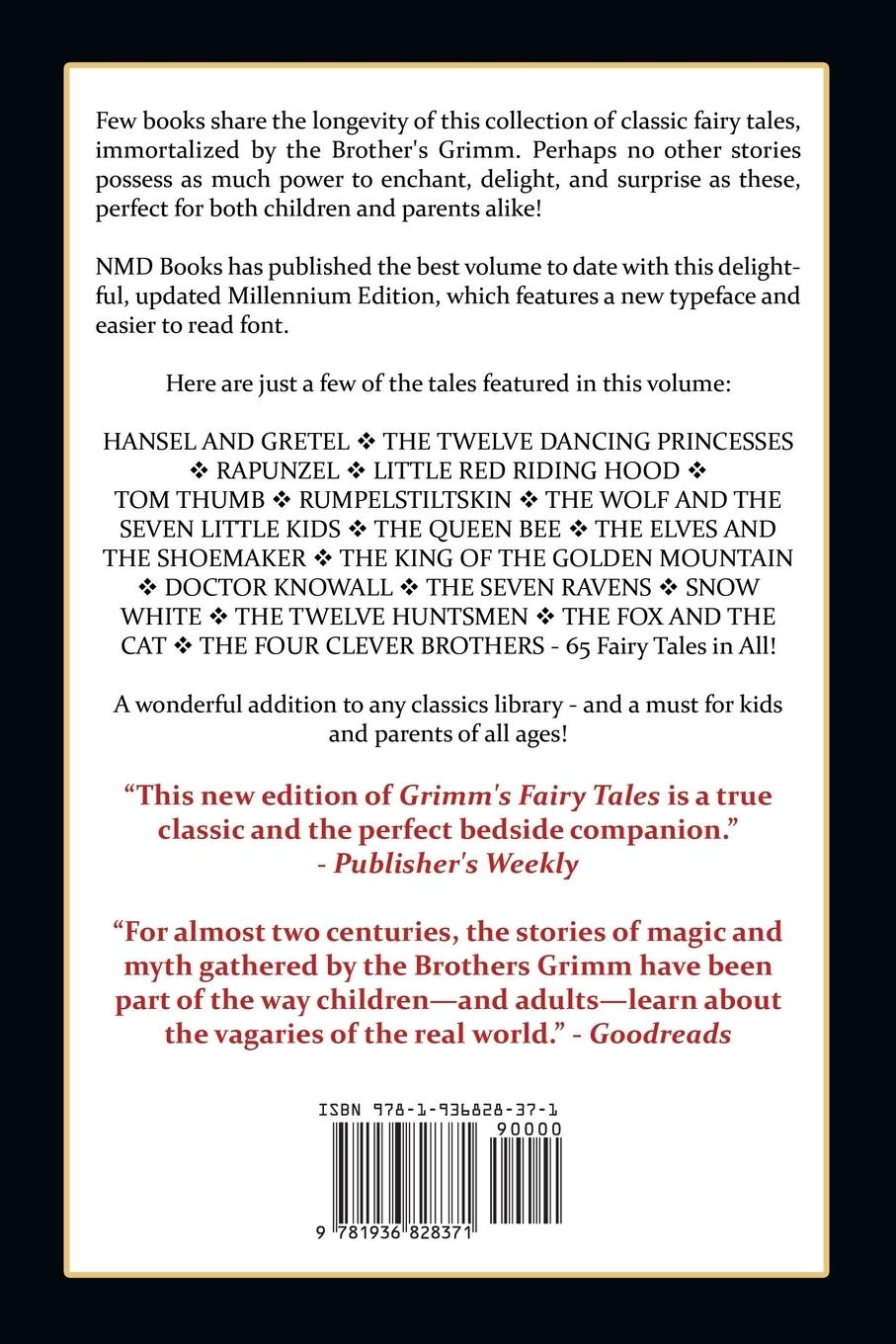 Rückseitencover Grimms' Fairy Tales by the Brothers Grimm