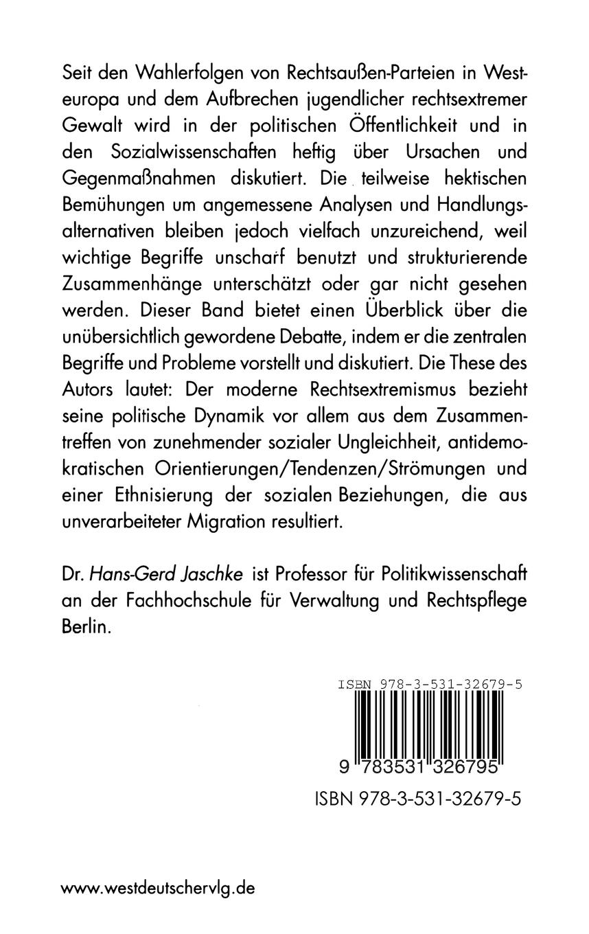 Rückseitencover Rechtsextremismus und Fremdenfeindlichkeit