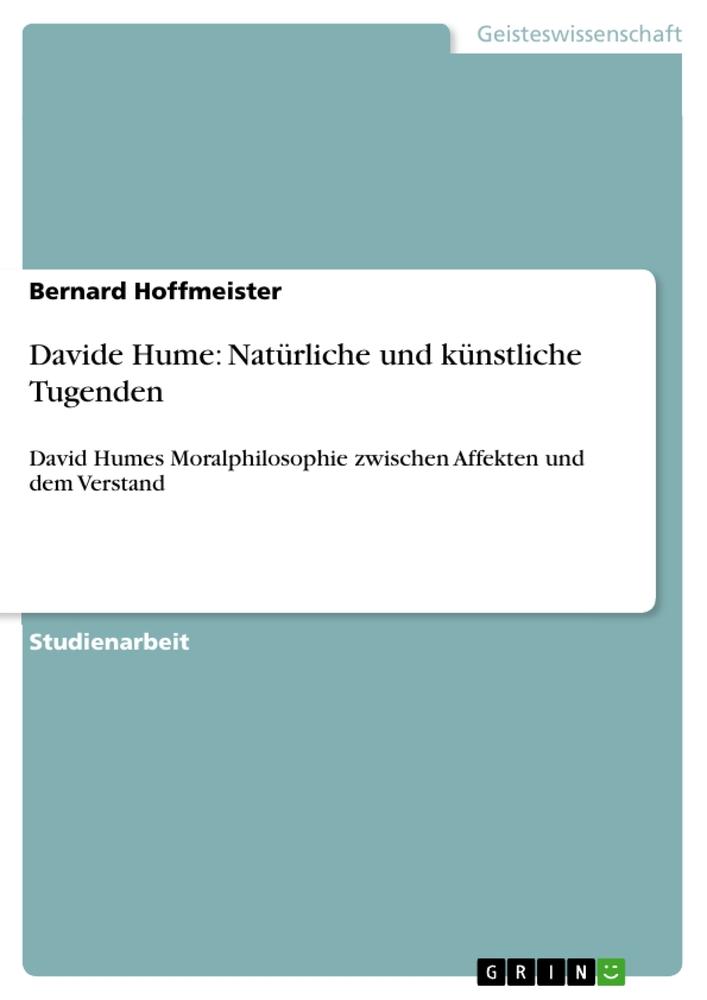 Vorderes Coverbild Davide Hume: Natürliche und künstliche Tugenden