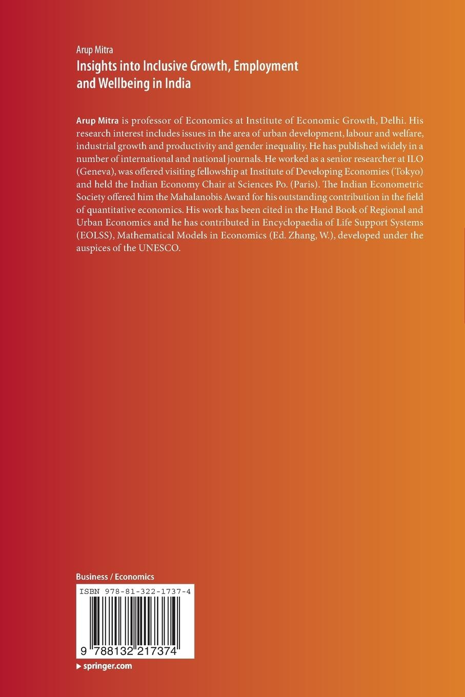 Rückseitencover Insights into Inclusive Growth, Employment and Wellbeing in India