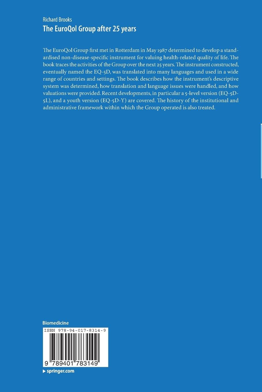 Rückseitencover The EuroQol Group after 25 years