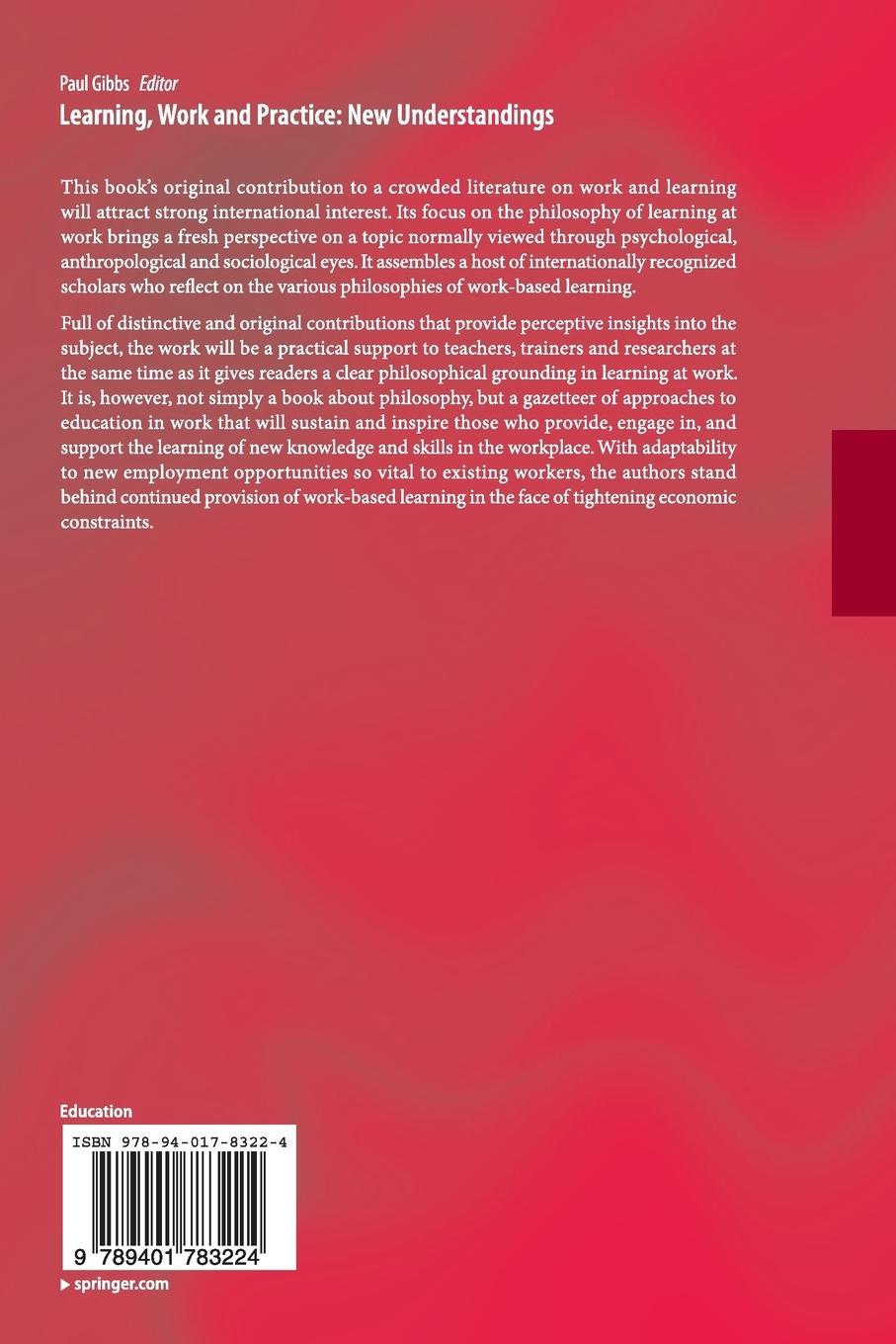 Rückseitencover Learning, Work and Practice: New Understandings