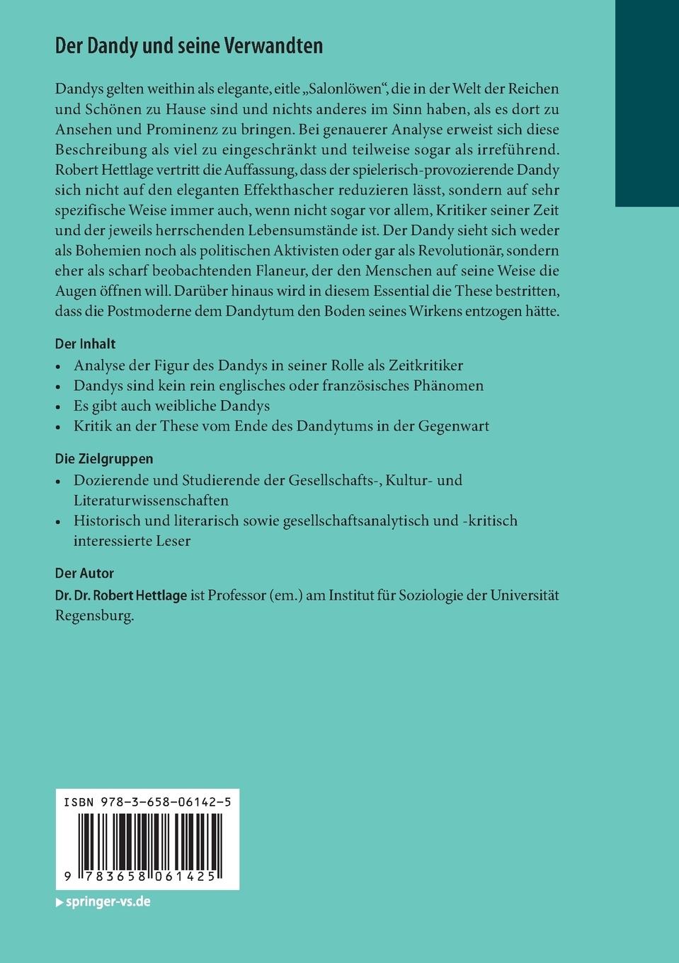 Rückseitencover Der Dandy und seine Verwandten