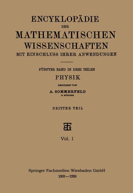 Vorderes Coverbild Encyklopädie der Mathematischen Wissenschaften mit Einschluss ihrer Anwendungen