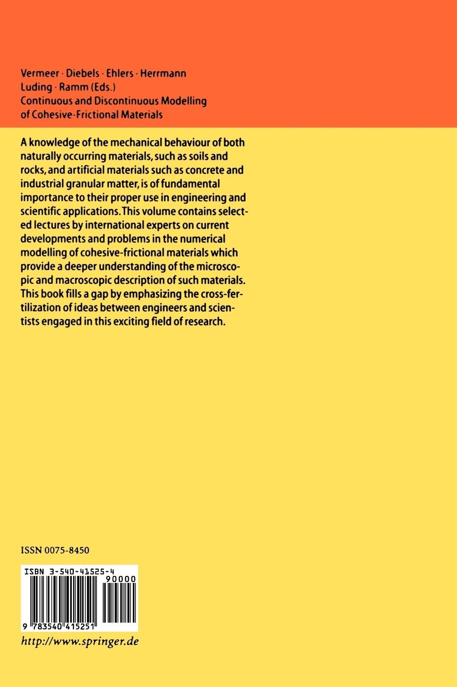 Rückseitencover Continuous and Discontinuous Modelling of Cohesive-Frictional Materials