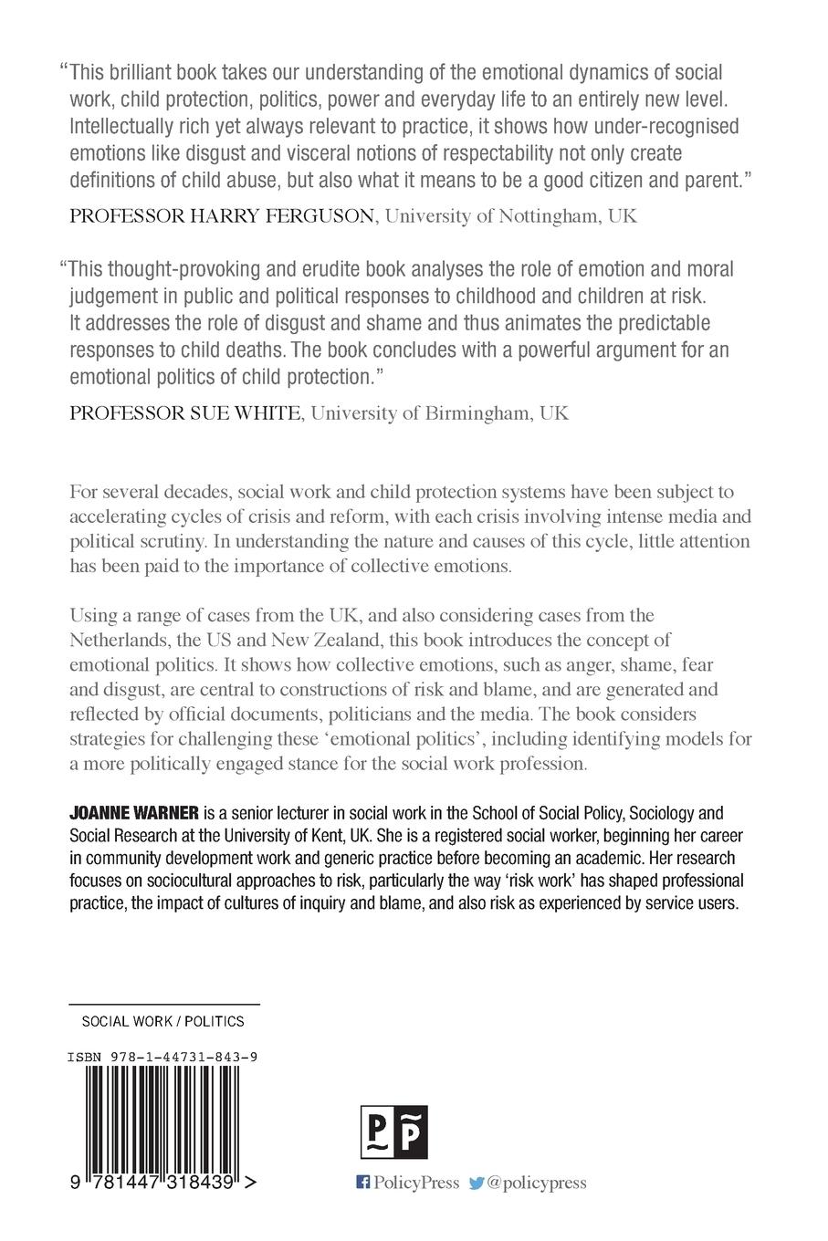 Rückseitencover The emotional politics of social work and child protection