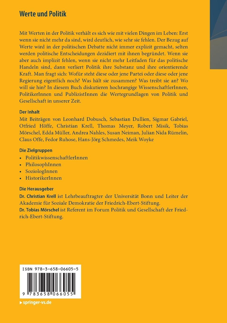 Rückseitencover Werte und Politik