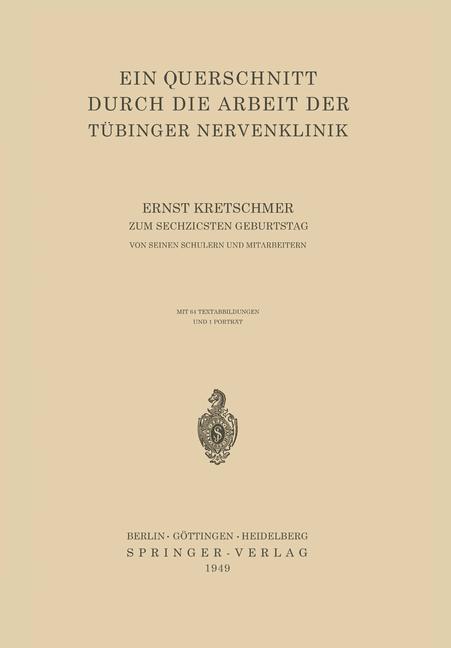 Vorderes Coverbild Ein Querschnitt Durch die Arbeit der Tübinger Nervenklinik