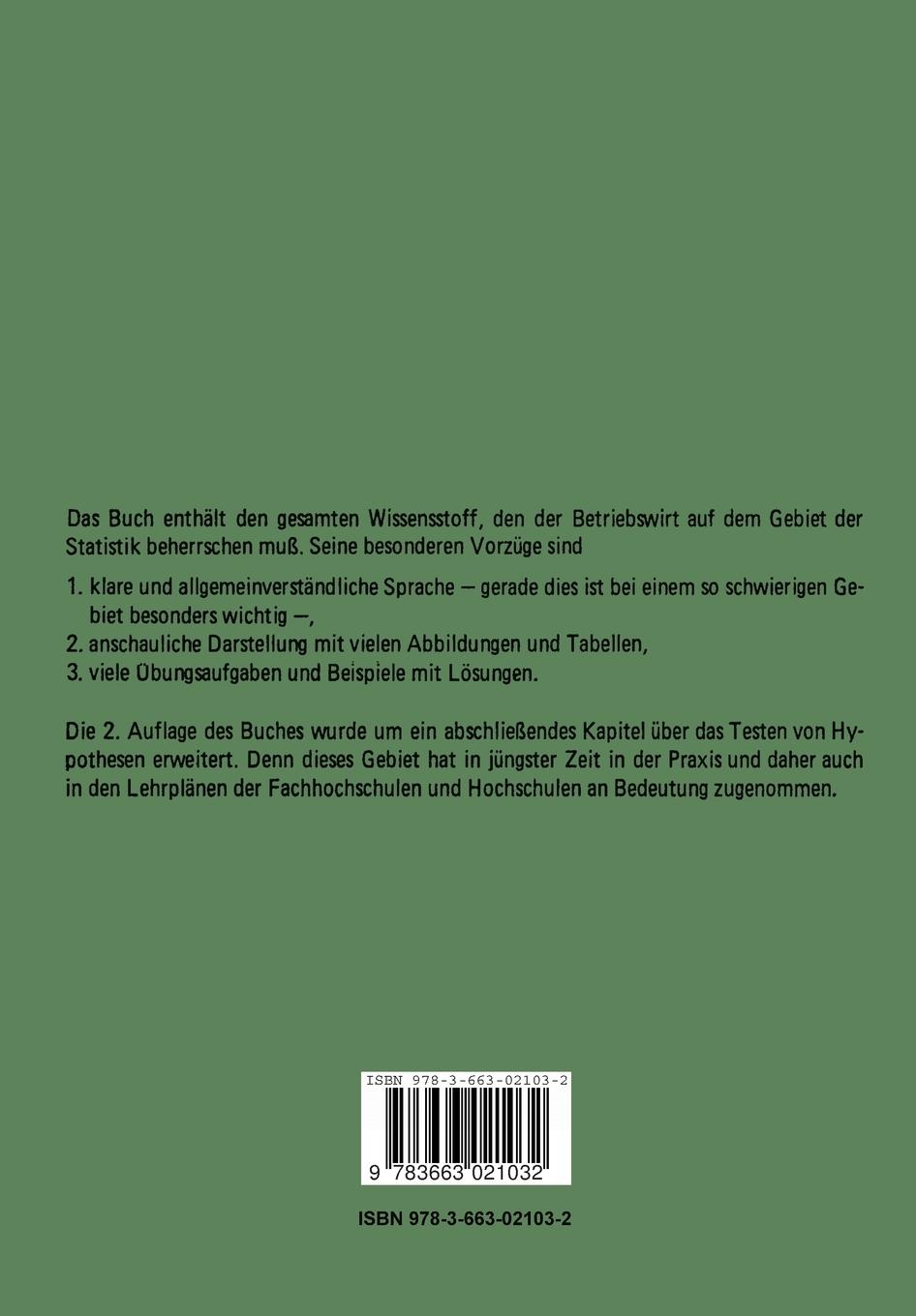 Rückseitencover Statistik im Betrieb