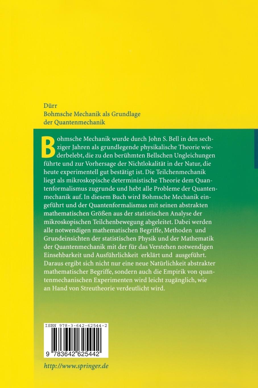 Rückseitencover Bohmsche Mechanik als Grundlage der Quantenmechanik