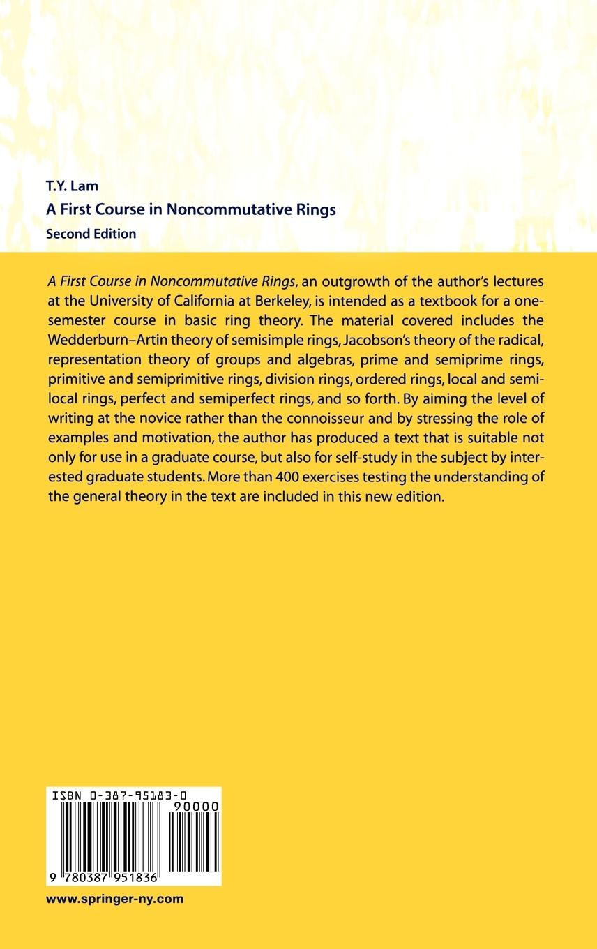Rückseitencover A First Course in Noncommutative Rings