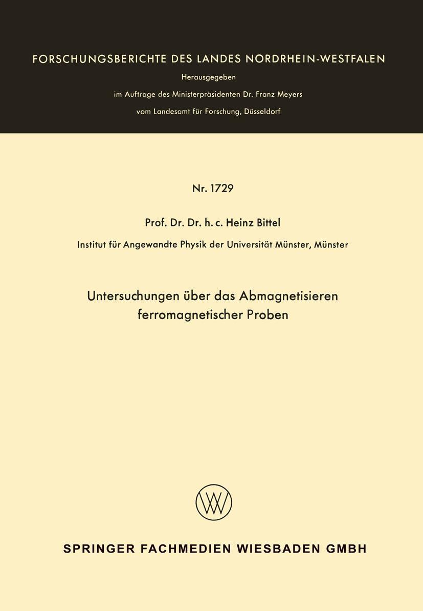 Vorderes Coverbild Untersuchungen über das Abmagnetisieren ferromagnetischer Proben