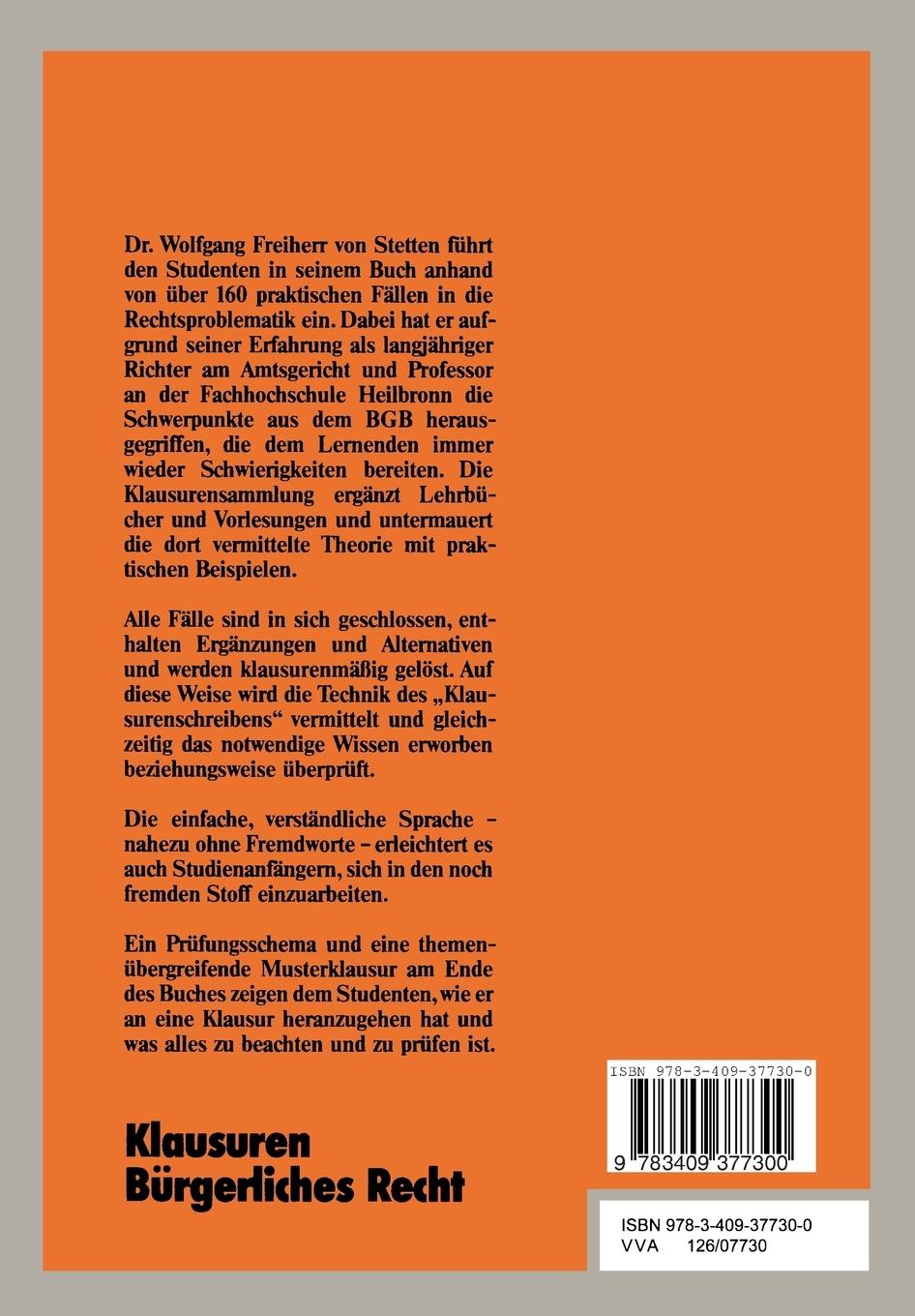 Rückseitencover Klausuren Bürgerliches Recht