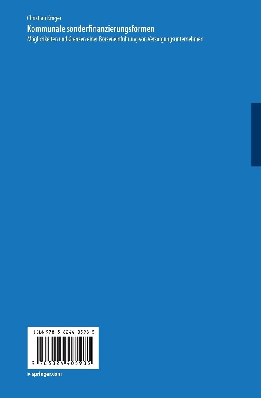 Rückseitencover Kommunale Sonderfinanzierungsformen