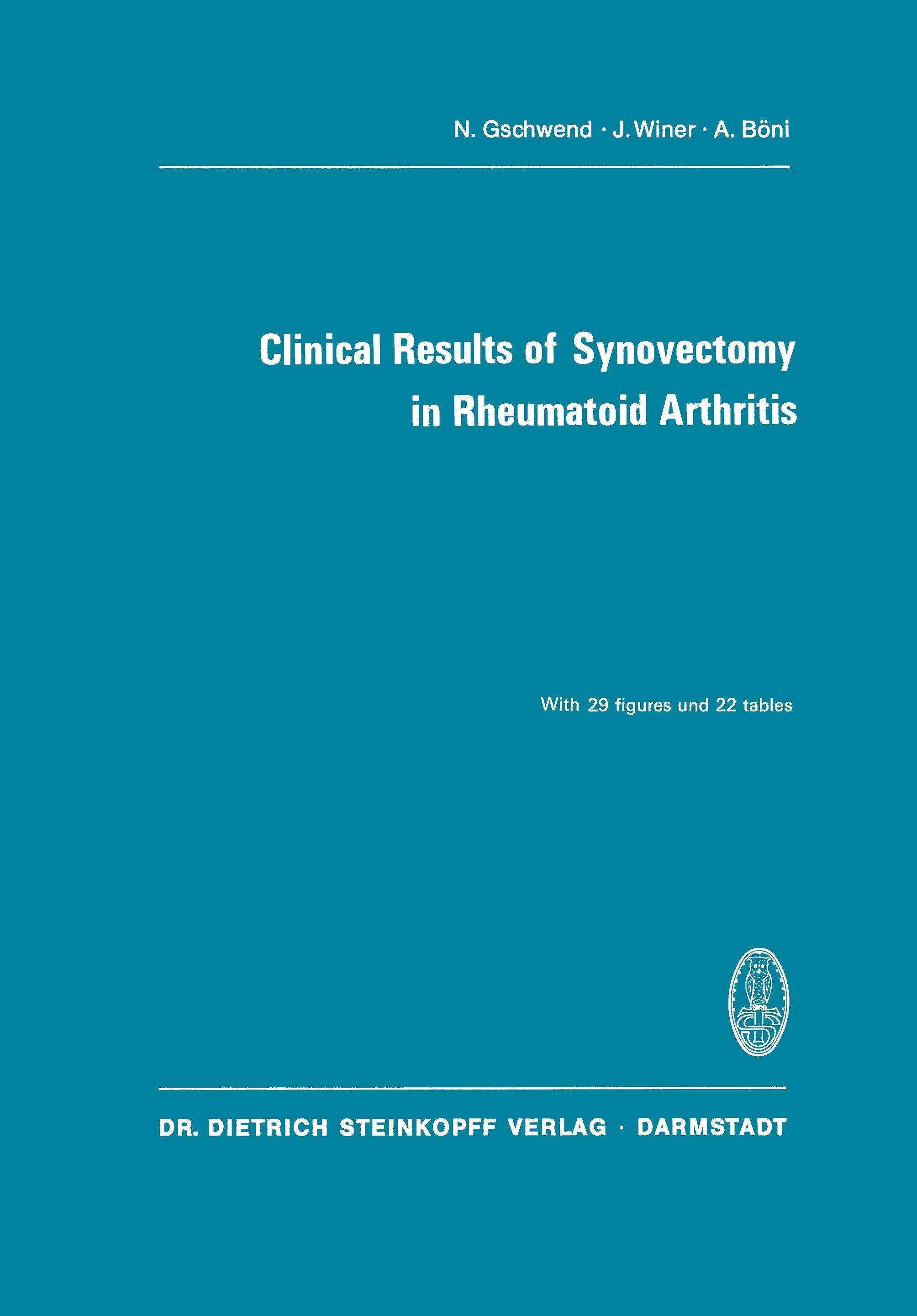 Vorderes Coverbild Clinical Results of Synovectomy in Rheumatoid Arthritis