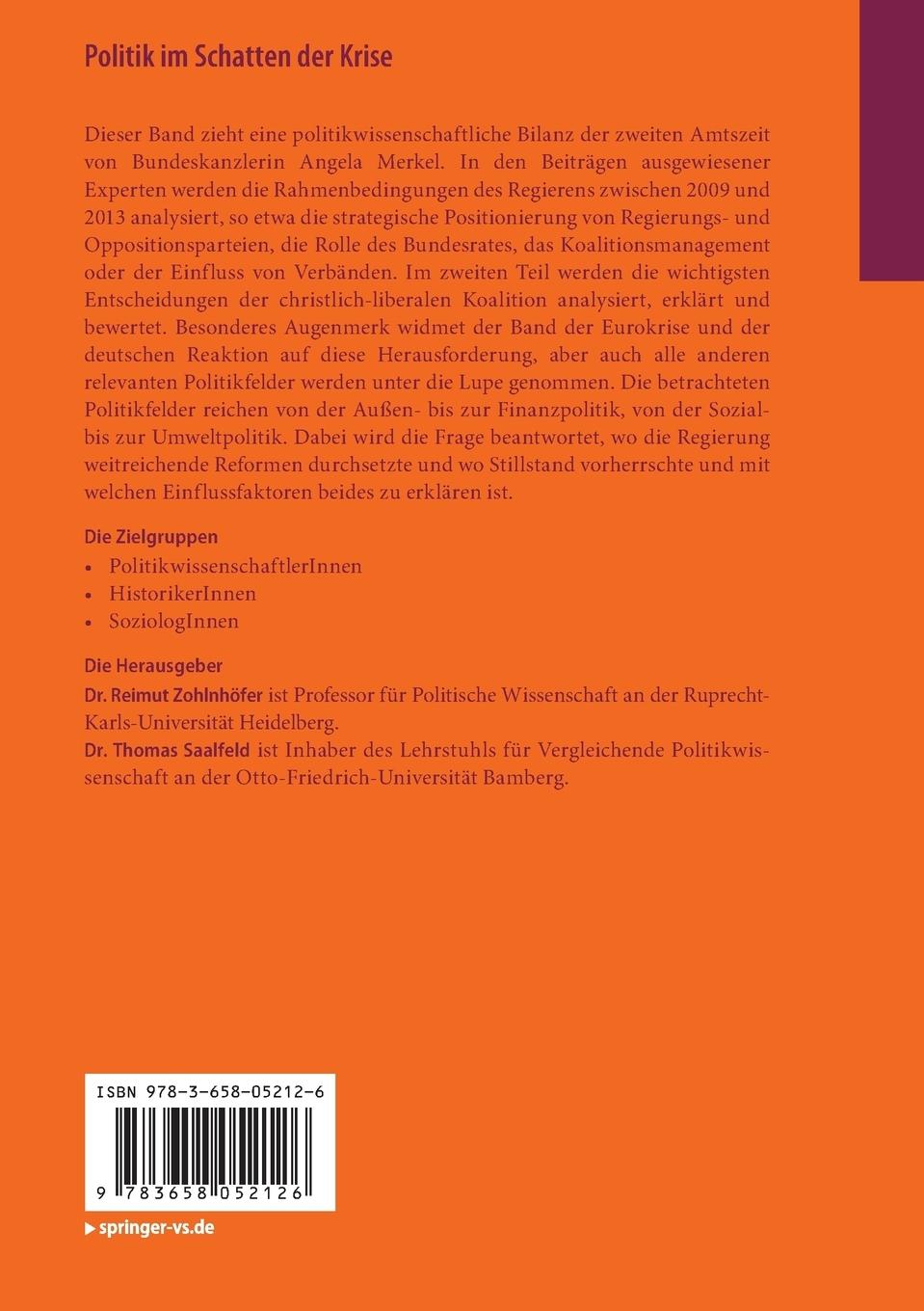 Rückseitencover Politik im Schatten der Krise