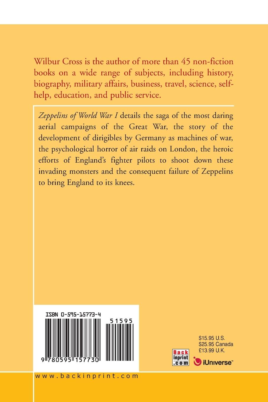 Rückseitencover Zeppelins of World War I