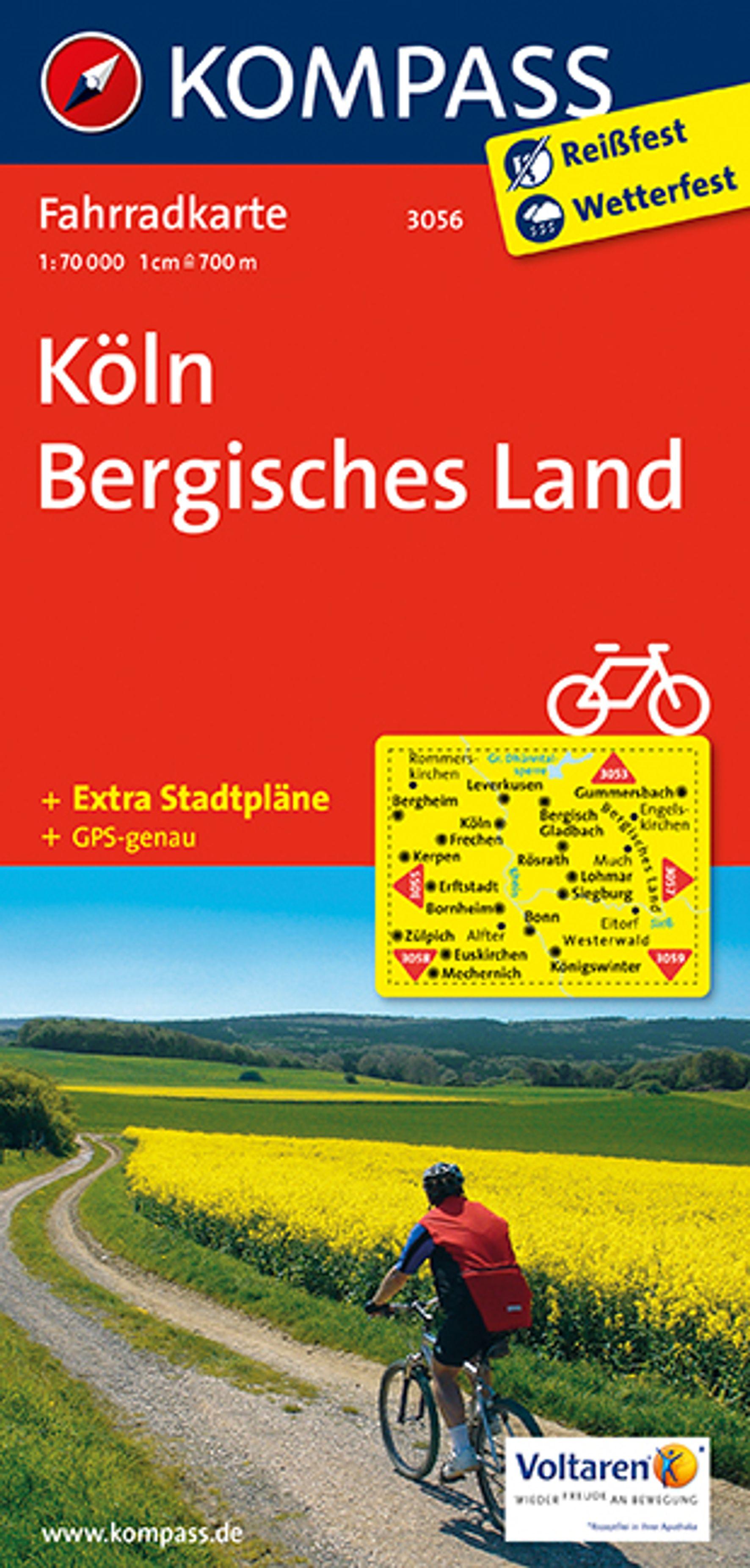 Vorderes Coverbild KOMPASS Fahrradkarte 3056 Köln - Bergisches Land 1:70.000