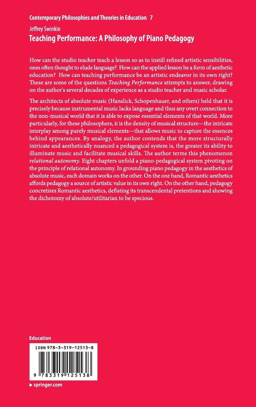 Rückseitencover Teaching Performance: A Philosophy of Piano Pedagogy
