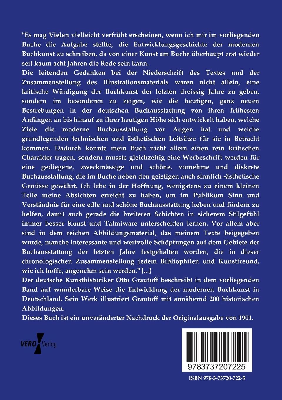Rückseitencover Die Entwicklung der modernen Buchkunst in Deutschland