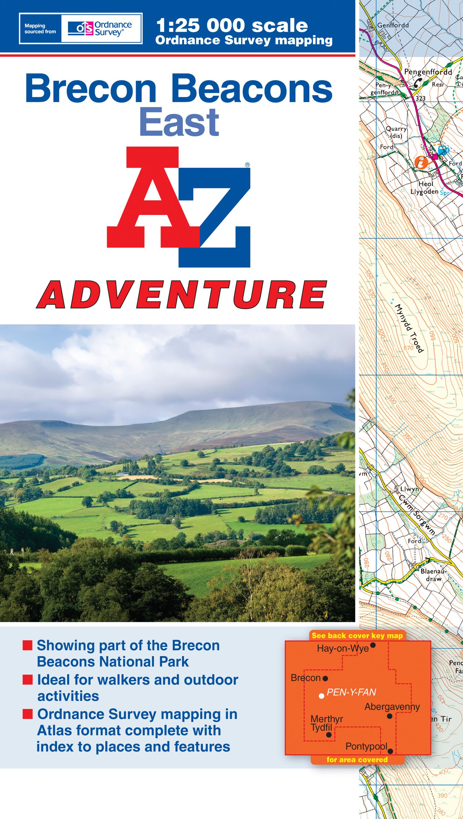 Vorderes Coverbild Brecon Beacons East A-Z Adventure Atlas
