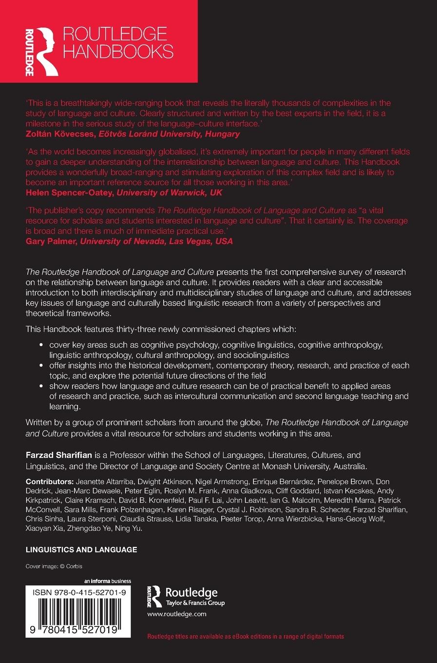 Rückseitencover The Routledge Handbook of Language and Culture