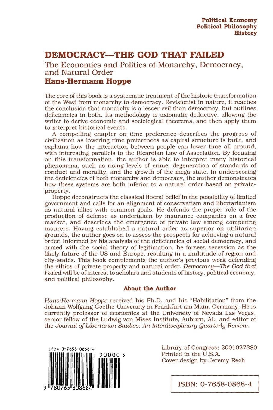 Rückseitencover Democracy - The God That Failed