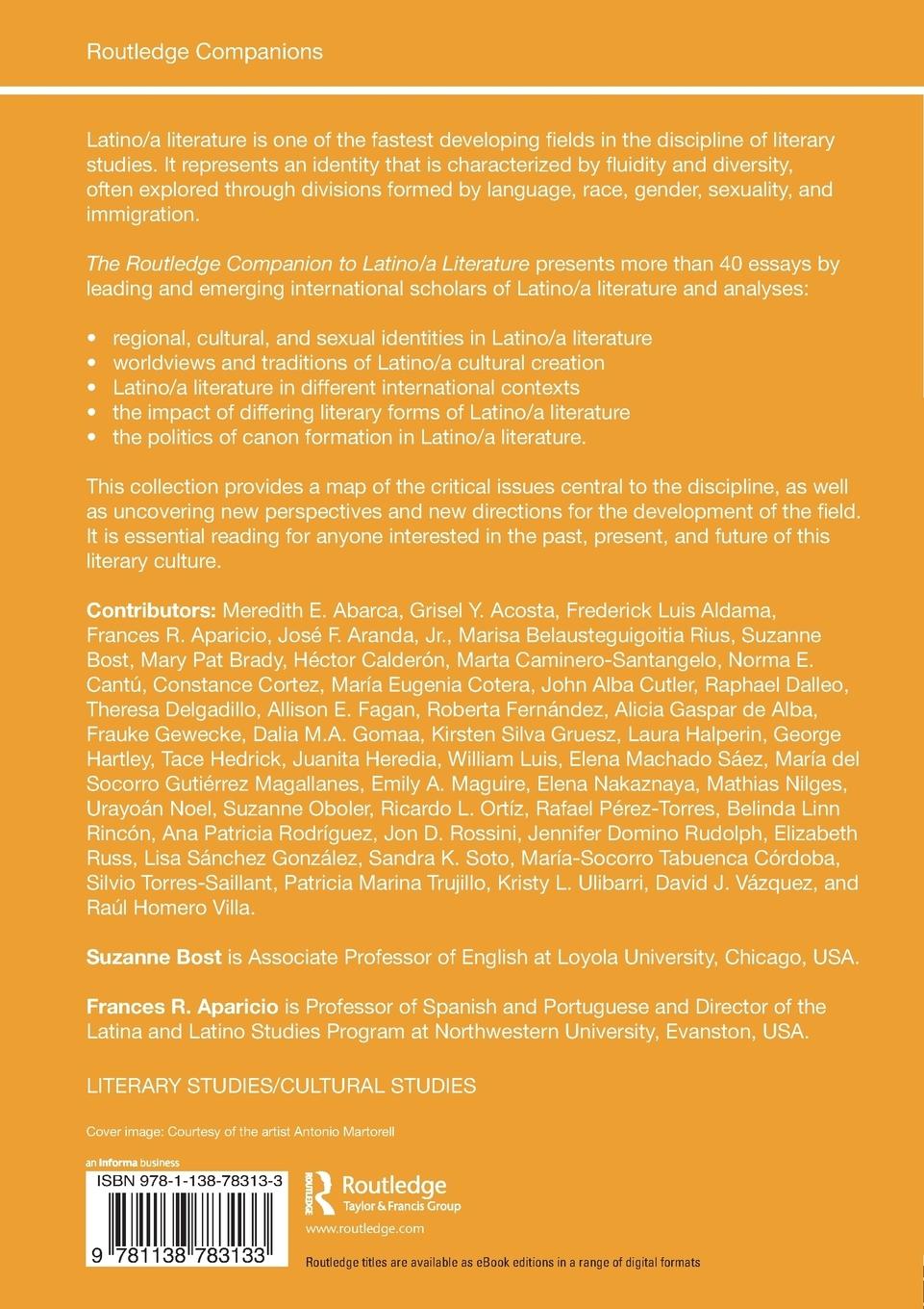 Rückseitencover The Routledge Companion to Latino/a Literature
