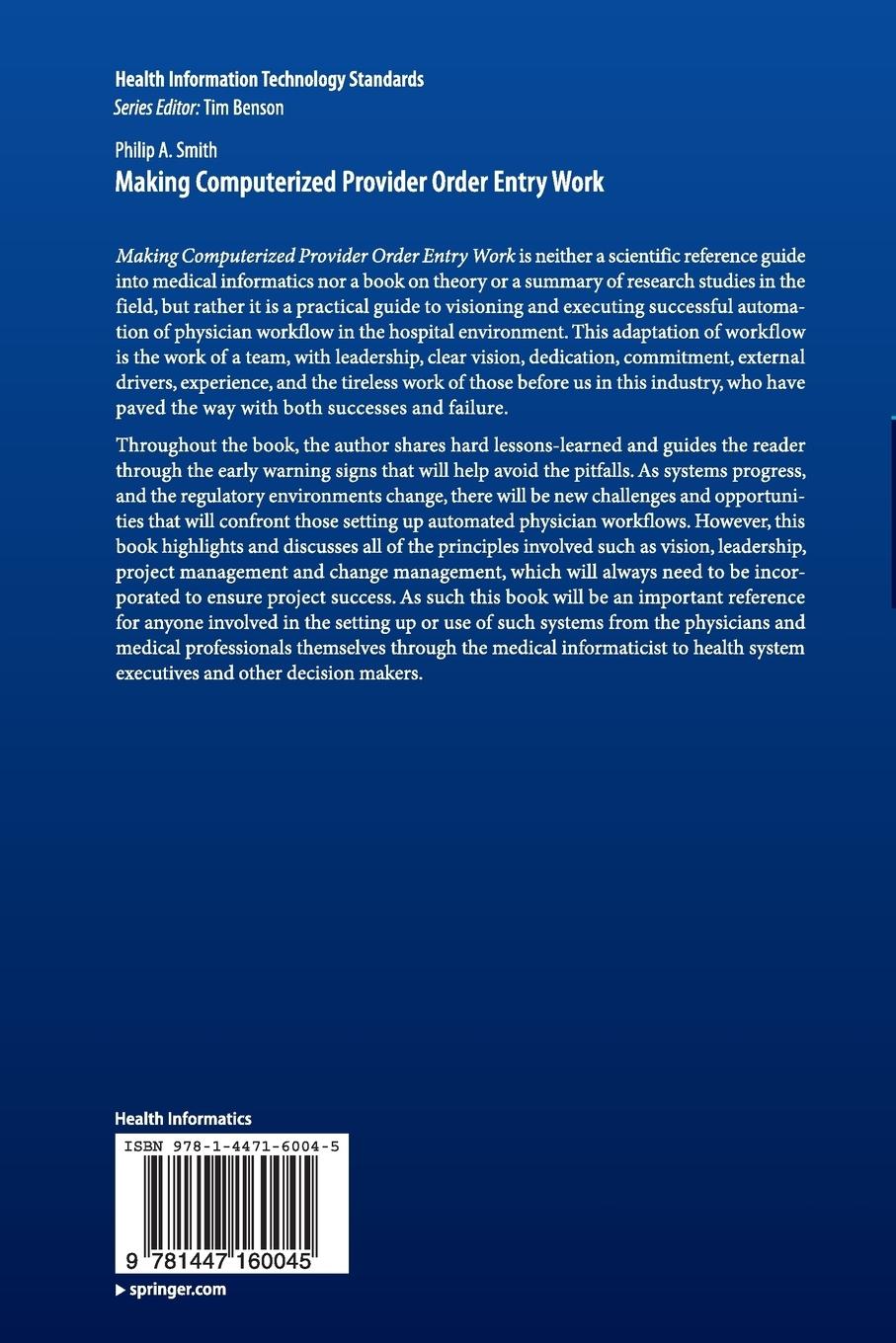 Rückseitencover Making Computerized Provider Order Entry Work