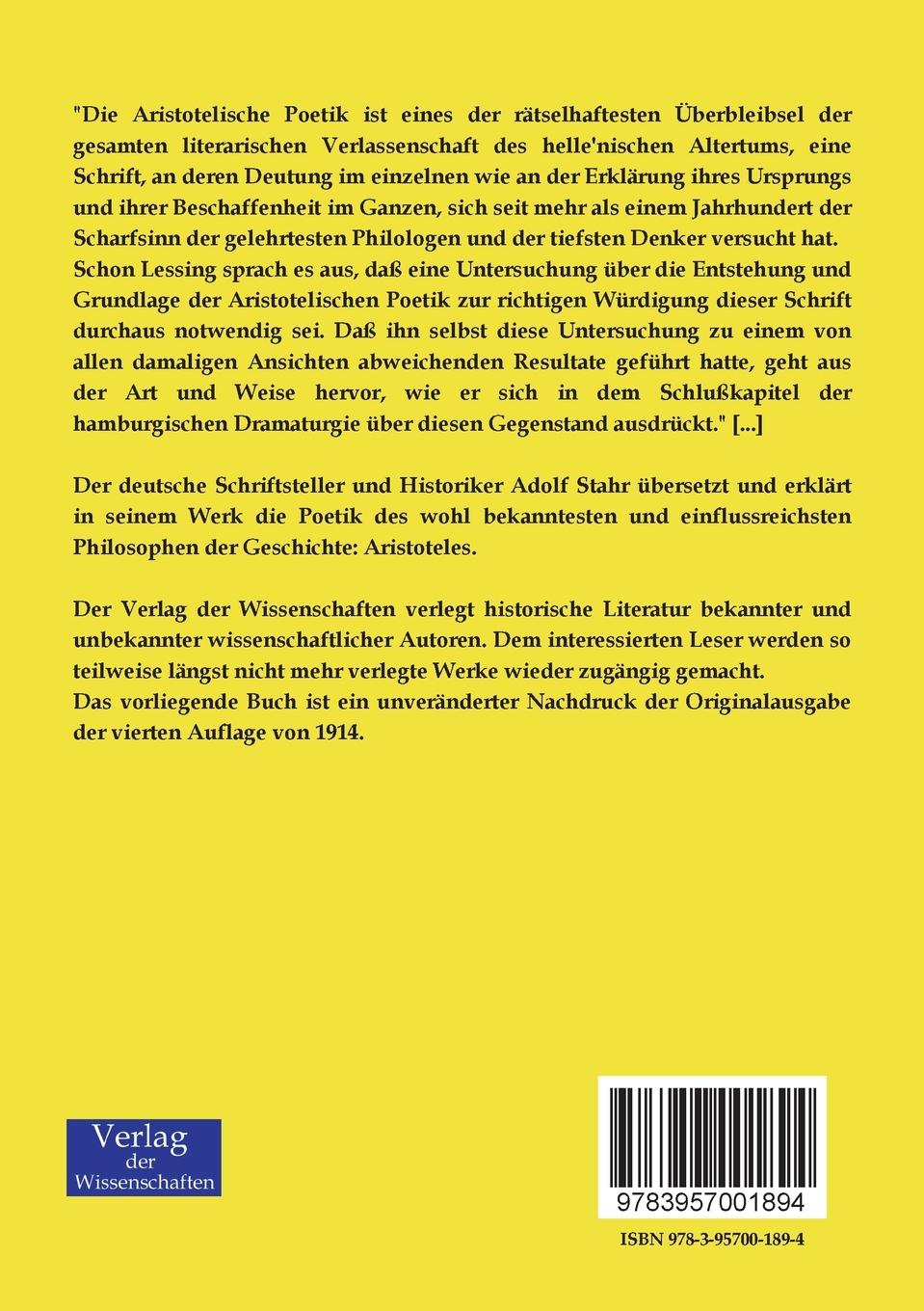 Rückseitencover Aristoteles Poetik