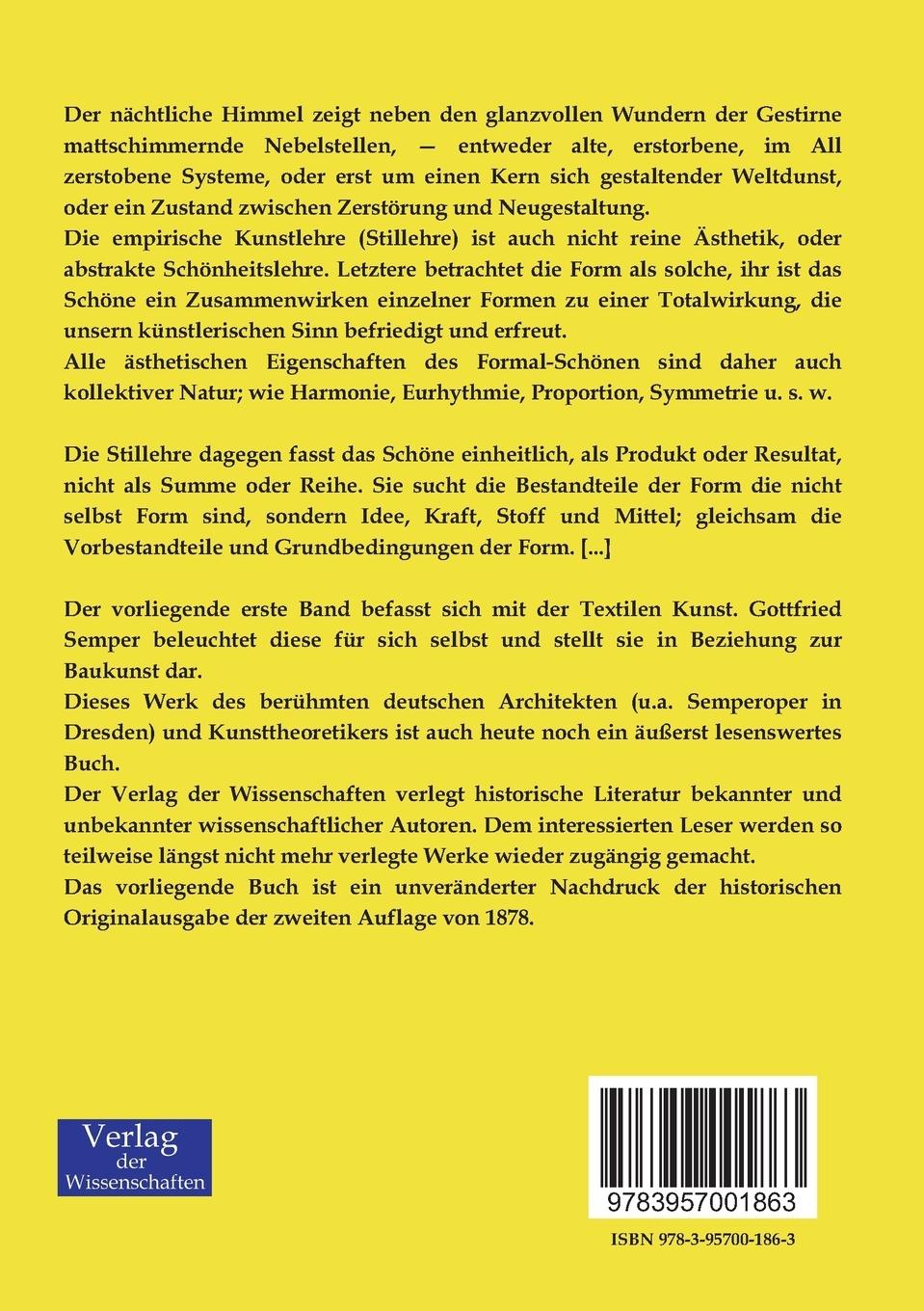 Rückseitencover Der Stil in den technischen und tektonischen Künsten oder praktische Ästhetik