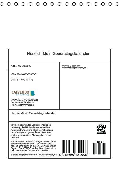 Beispielinhalt (Bild) Herzlich-Mein Geburtstagskalender (Tischkalender immerwährend DIN A5 hoch)