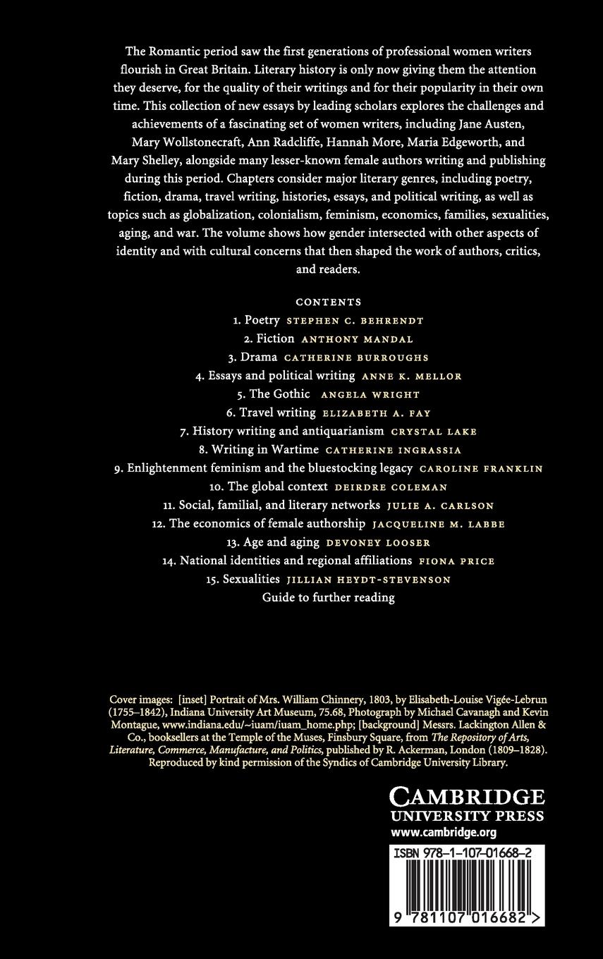 Rückseitencover The Cambridge Companion to Women's Writing in the Romantic Period