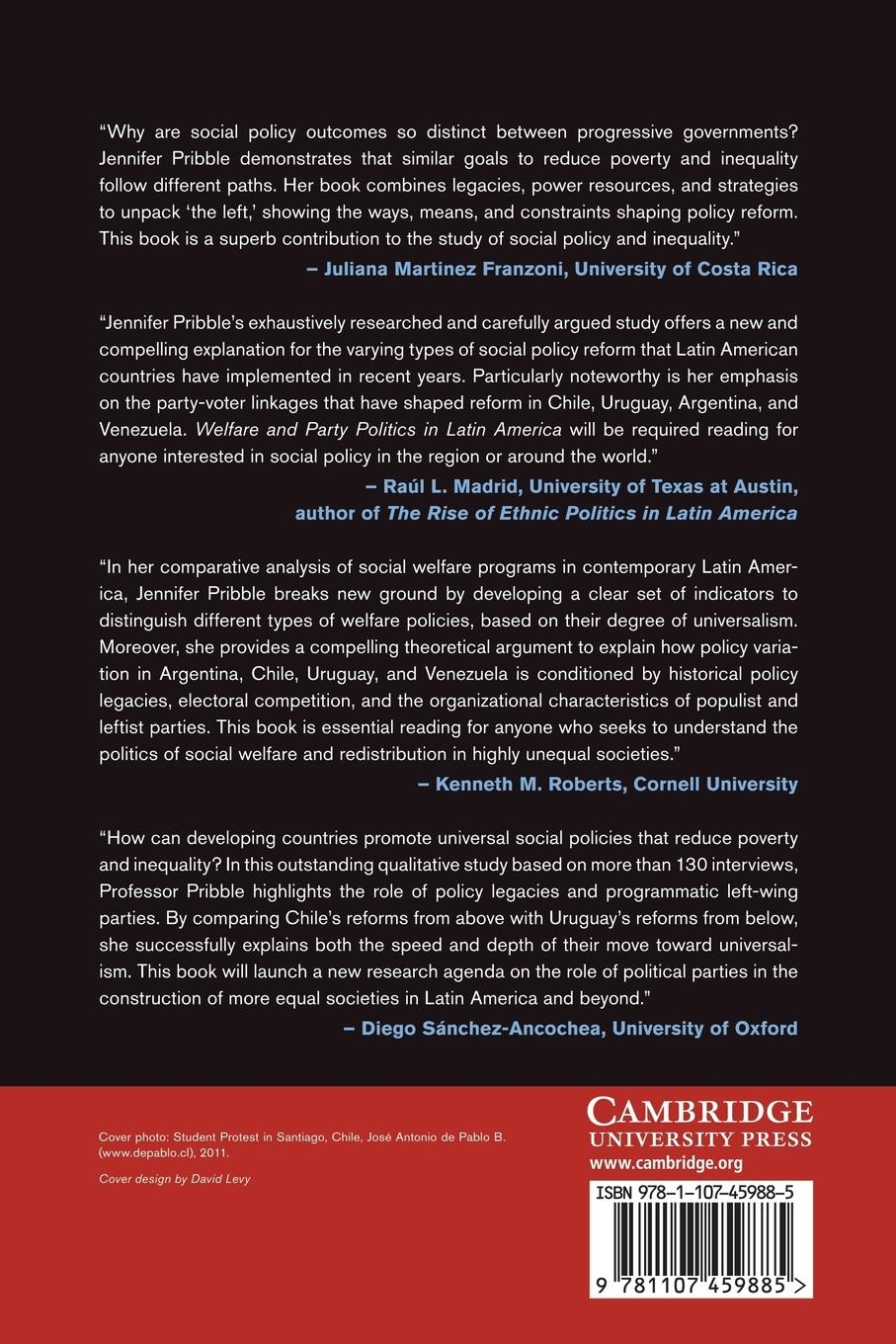 Rückseitencover Welfare and Party Politics in Latin America