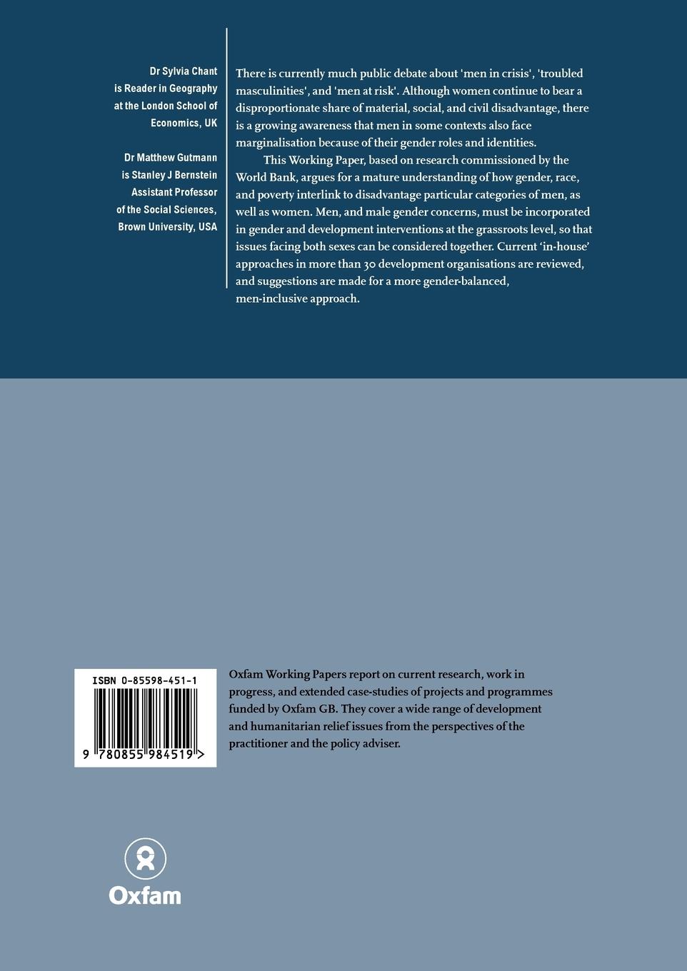 Rückseitencover Mainstreaming Men Into Gender and Development