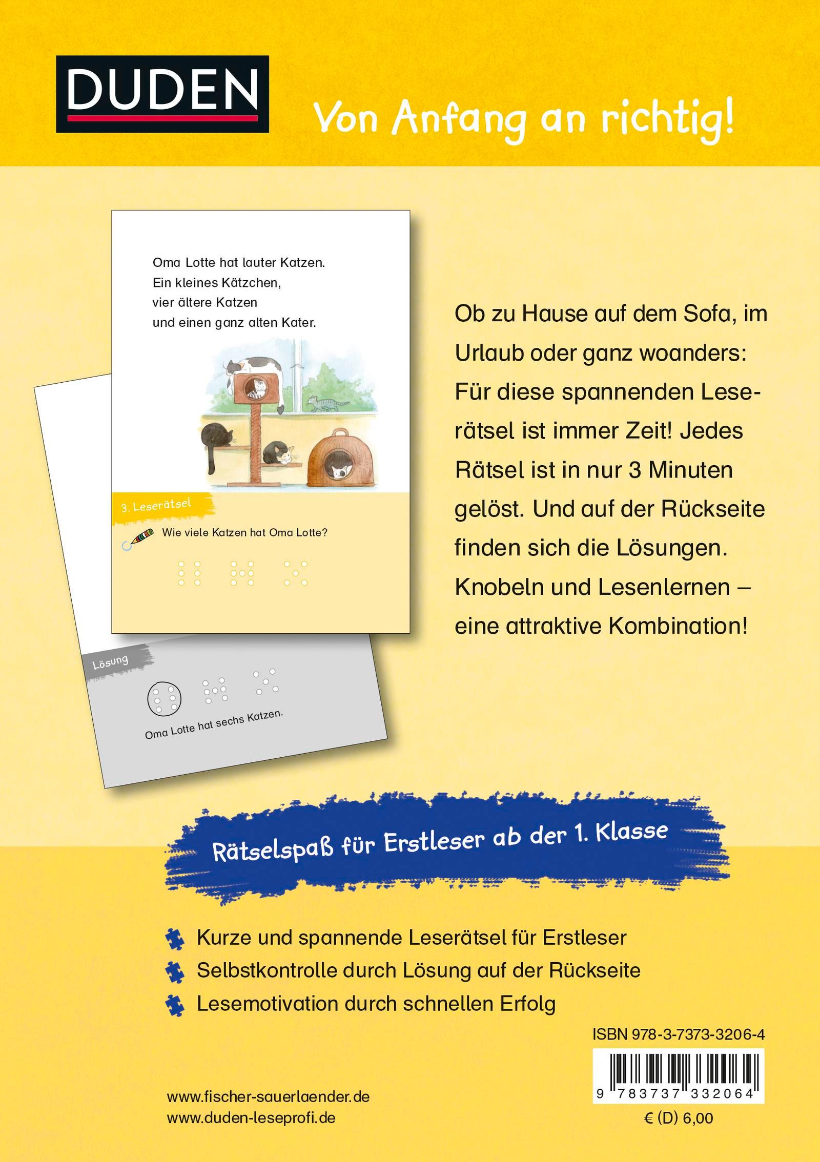 Rückseitencover Leseprofi - 3-Minuten-Leserätsel für Erstleser: Einfach tierisch