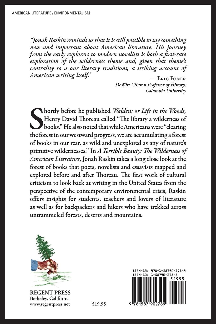 Rückseitencover A TERRIBLE BEAUTY  The Wilderness of American Literature