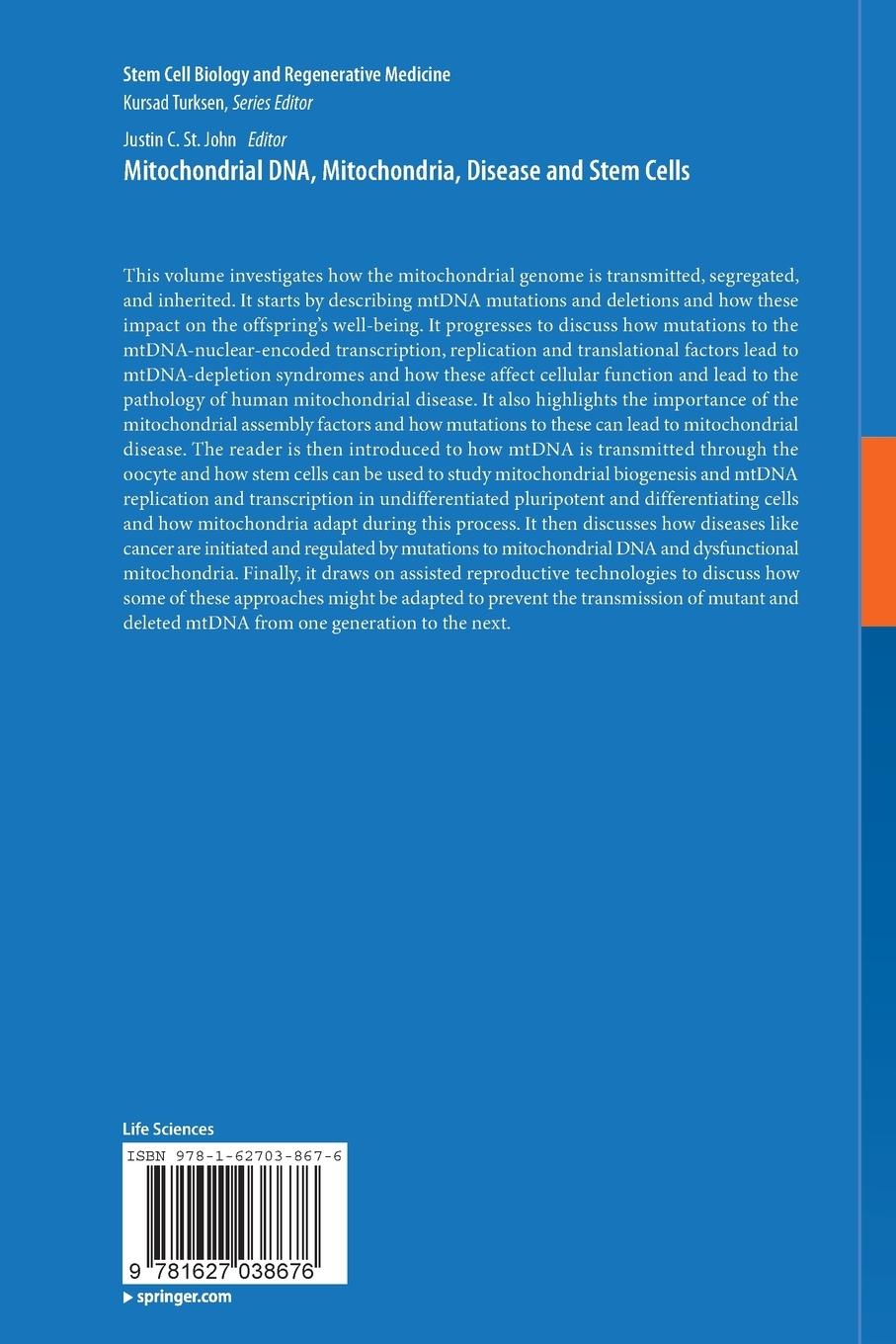 Rückseitencover Mitochondrial DNA, Mitochondria, Disease and Stem Cells