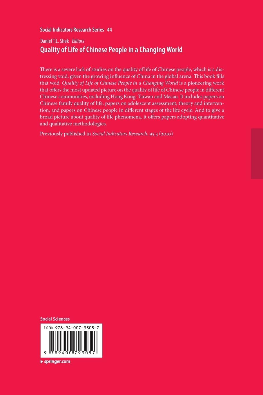 Rückseitencover Quality of Life of Chinese People in a Changing World