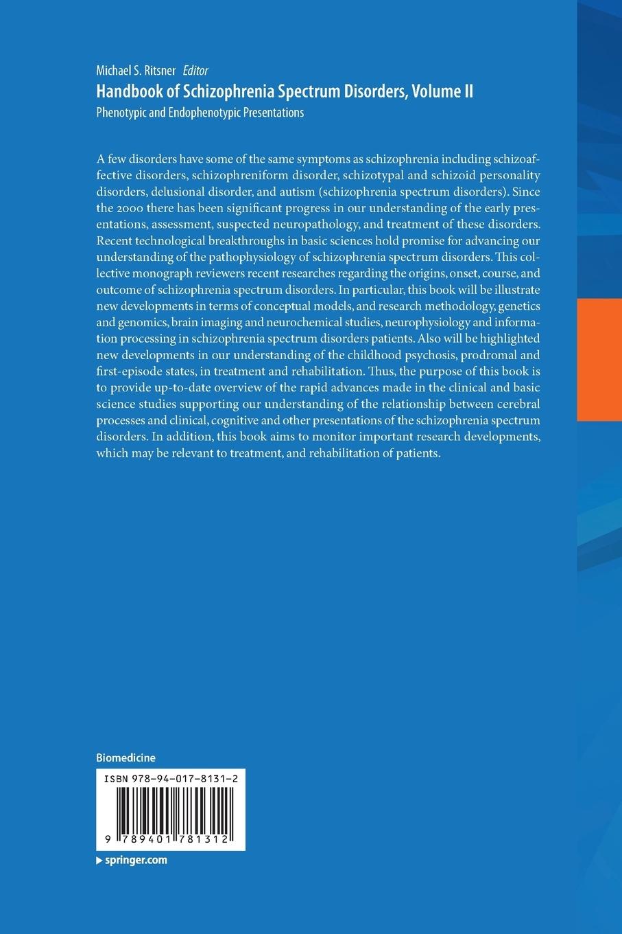 Rückseitencover Handbook of Schizophrenia Spectrum Disorders, Volume II